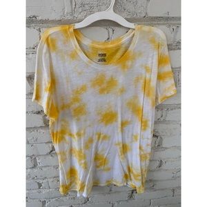 Victorias Secret PINK brand yellow and white tie dye shirt